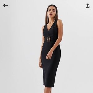 ASOS DESIGN V front V back midi dress with buckle